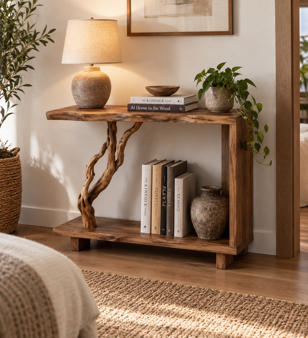 20-Inch Driftwood Bedside Table and Plant Stand
