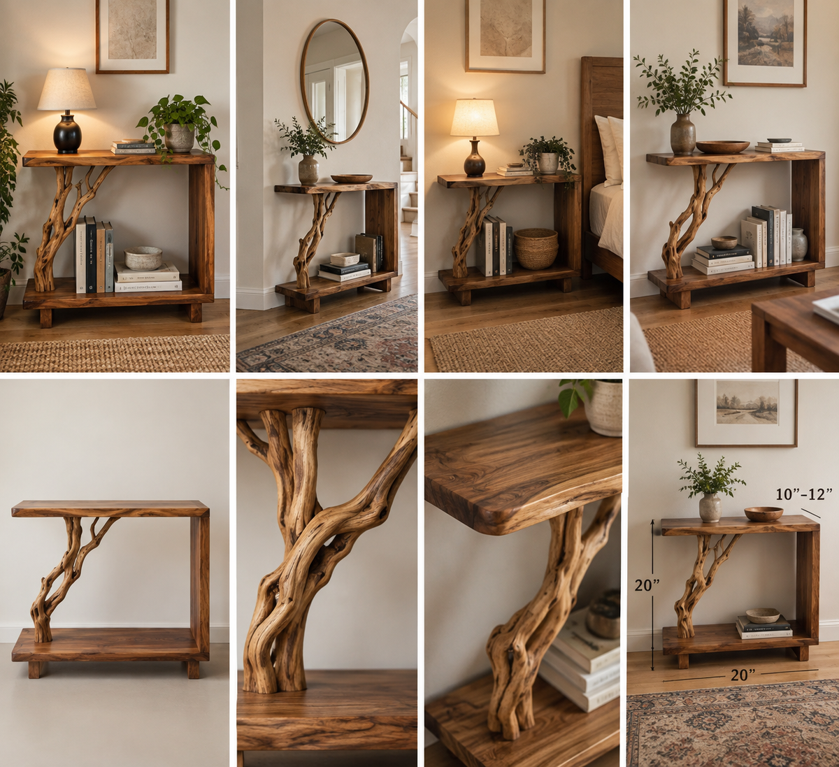 20-Inch Driftwood Bedside Table and Plant Stand