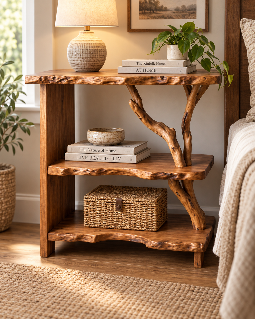 25-Inch Driftwood Corner Nightstand