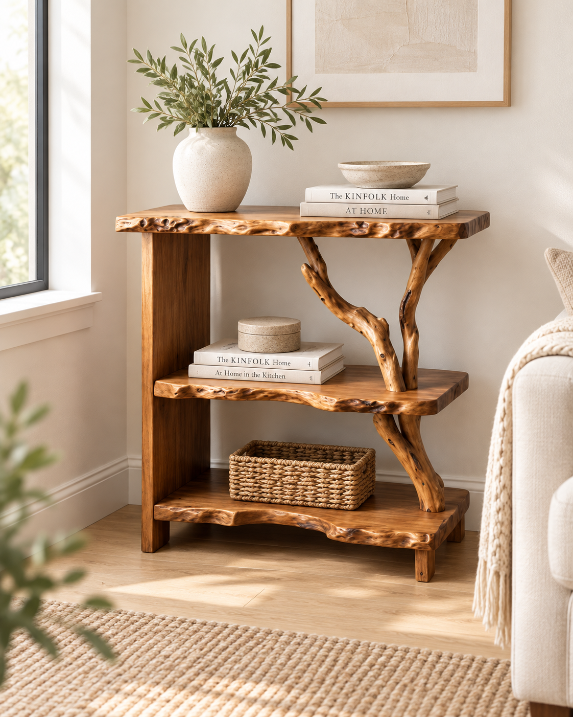 25-Inch Driftwood Corner Nightstand