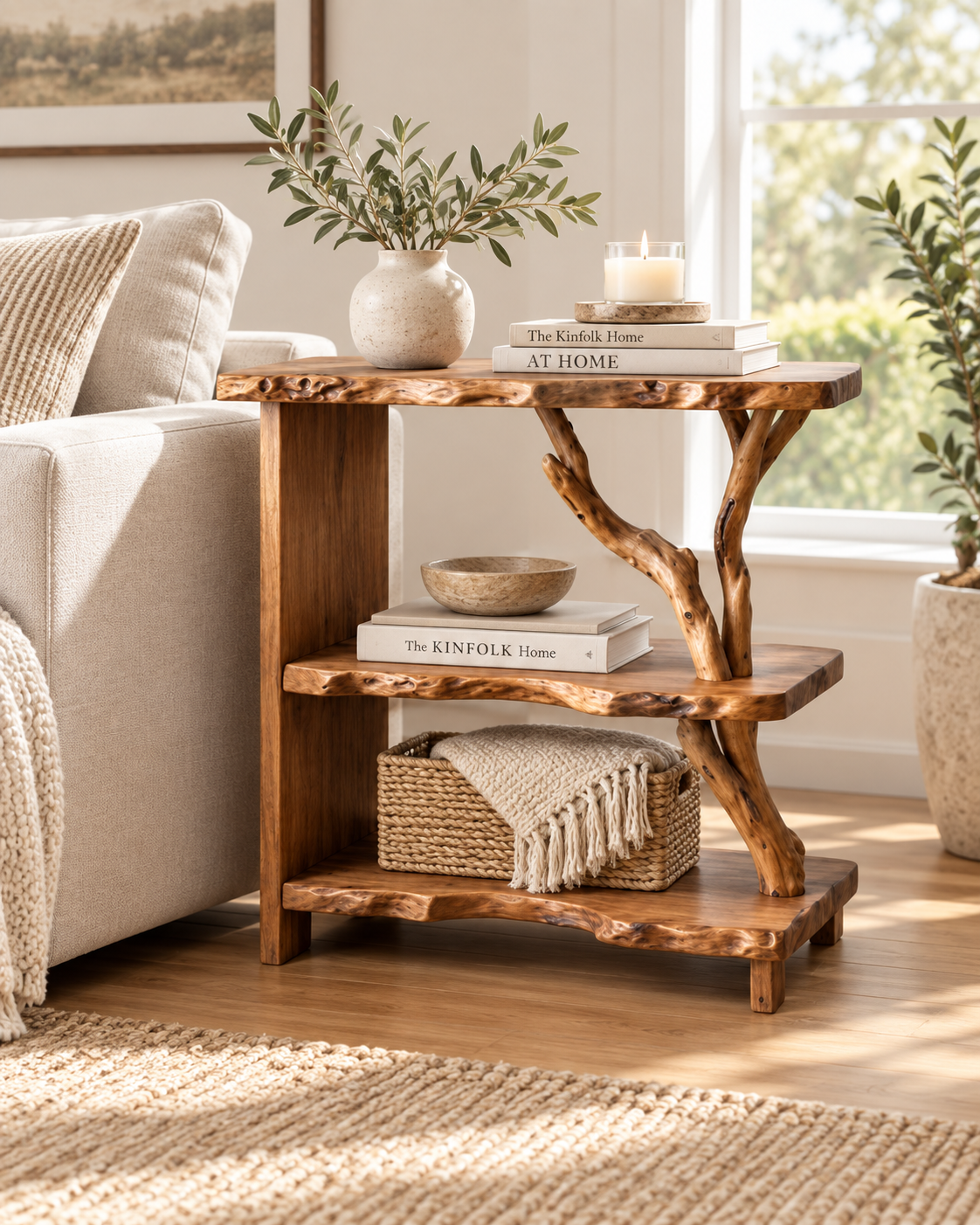 25-Inch Driftwood Corner Nightstand