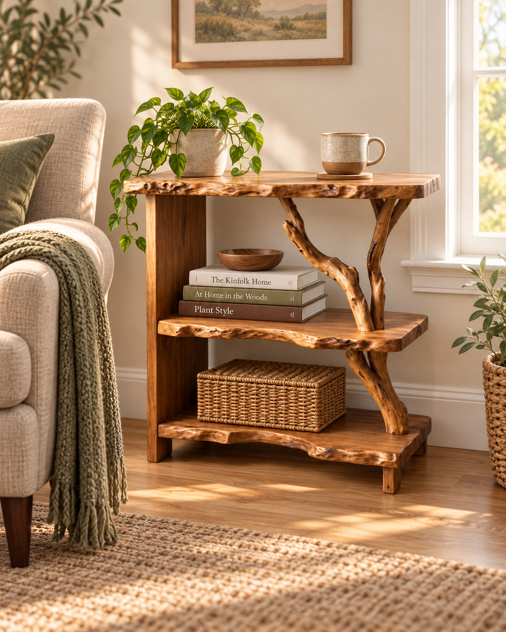 25-Inch Driftwood Corner Nightstand