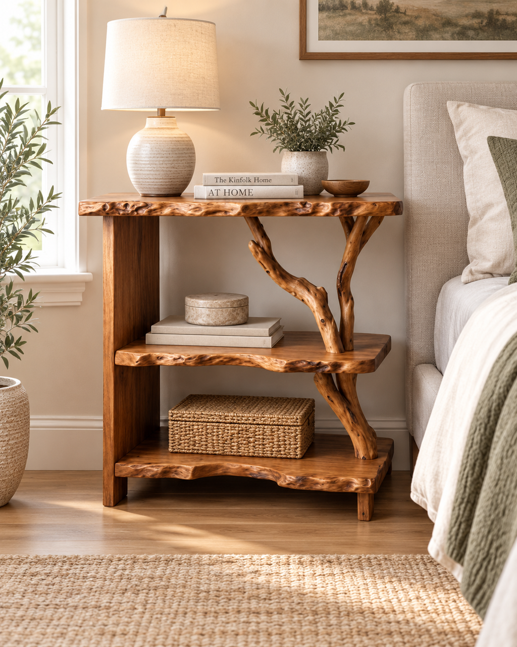 25-Inch Driftwood Corner Nightstand