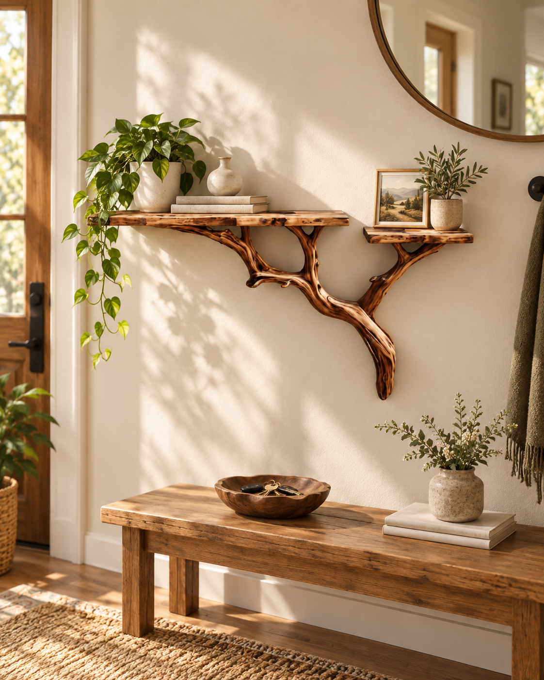 30-Inch Driftwood Branch Wall Shelf