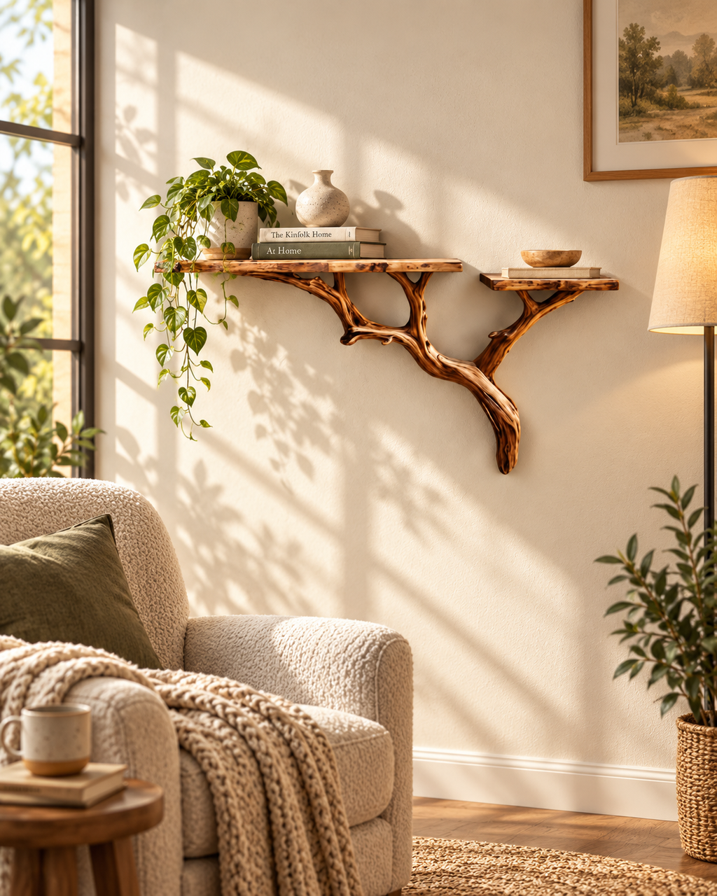 30-Inch Driftwood Branch Wall Shelf