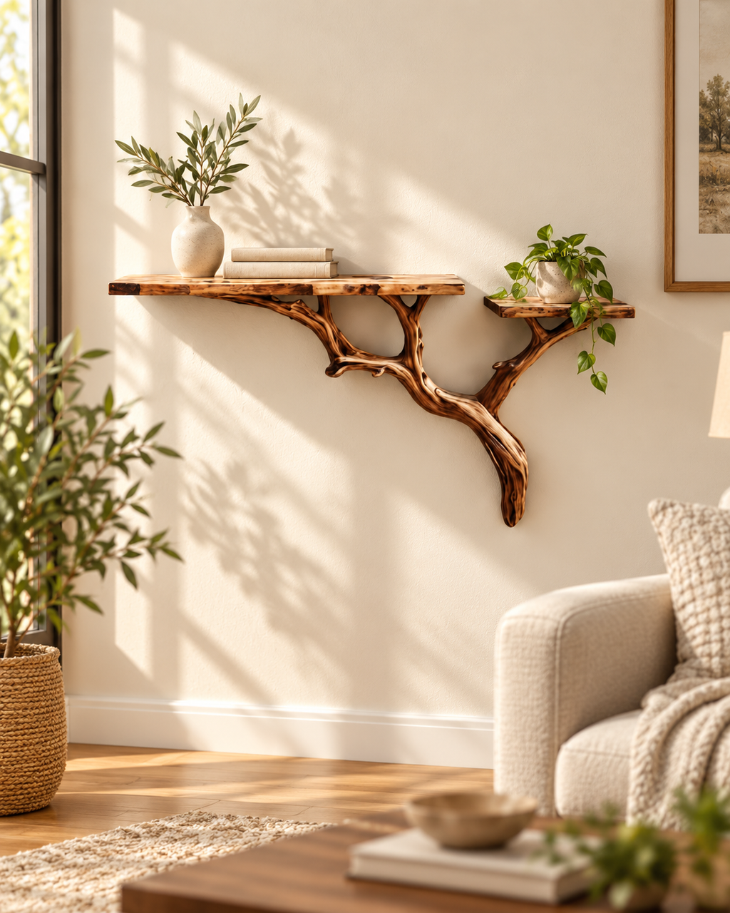 30-Inch Driftwood Branch Wall Shelf