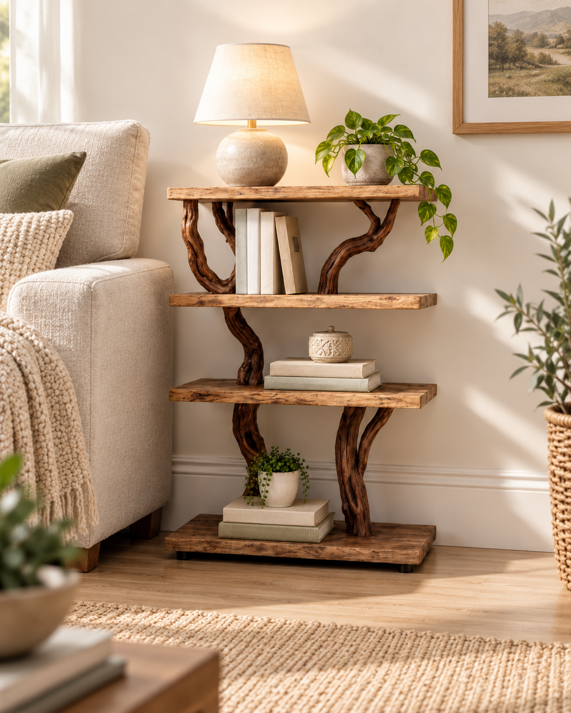 30-Inch Four-Tier Driftwood Nightstand