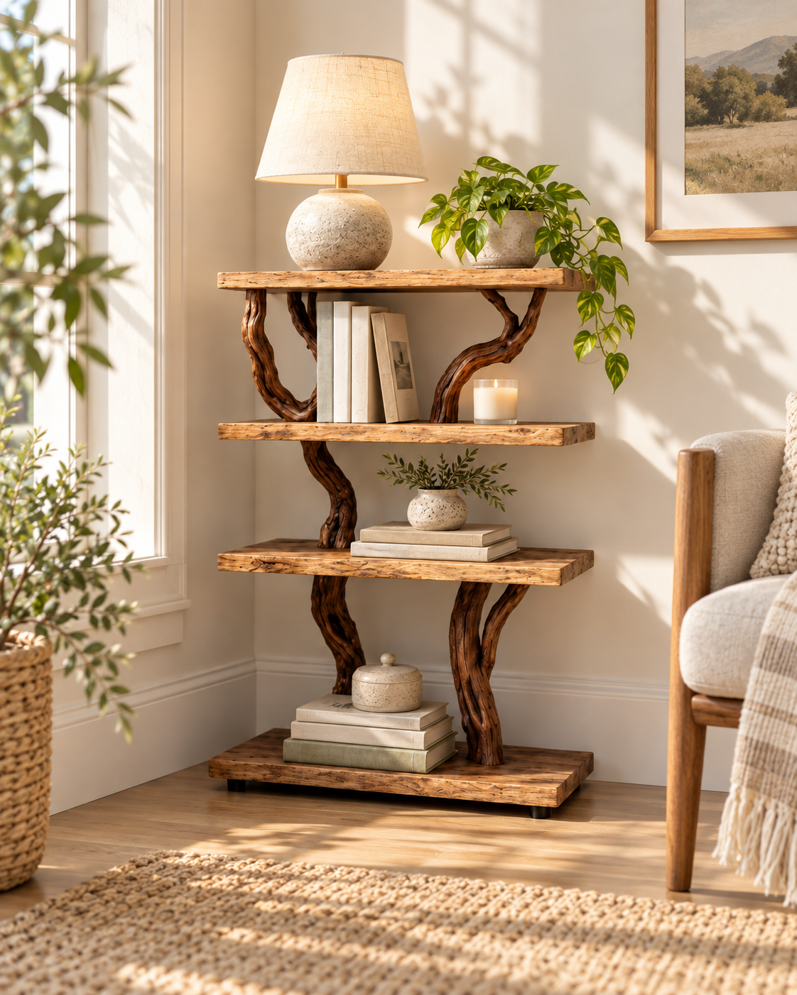 30-Inch Four-Tier Driftwood Nightstand