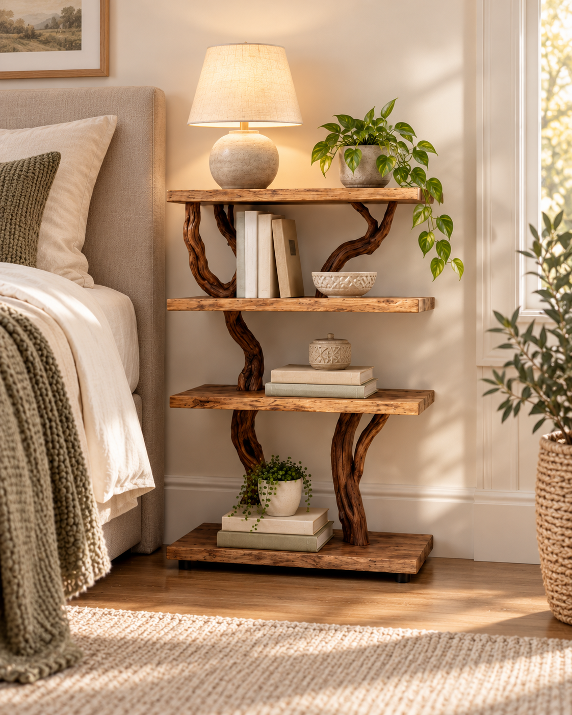30-Inch Four-Tier Driftwood Nightstand