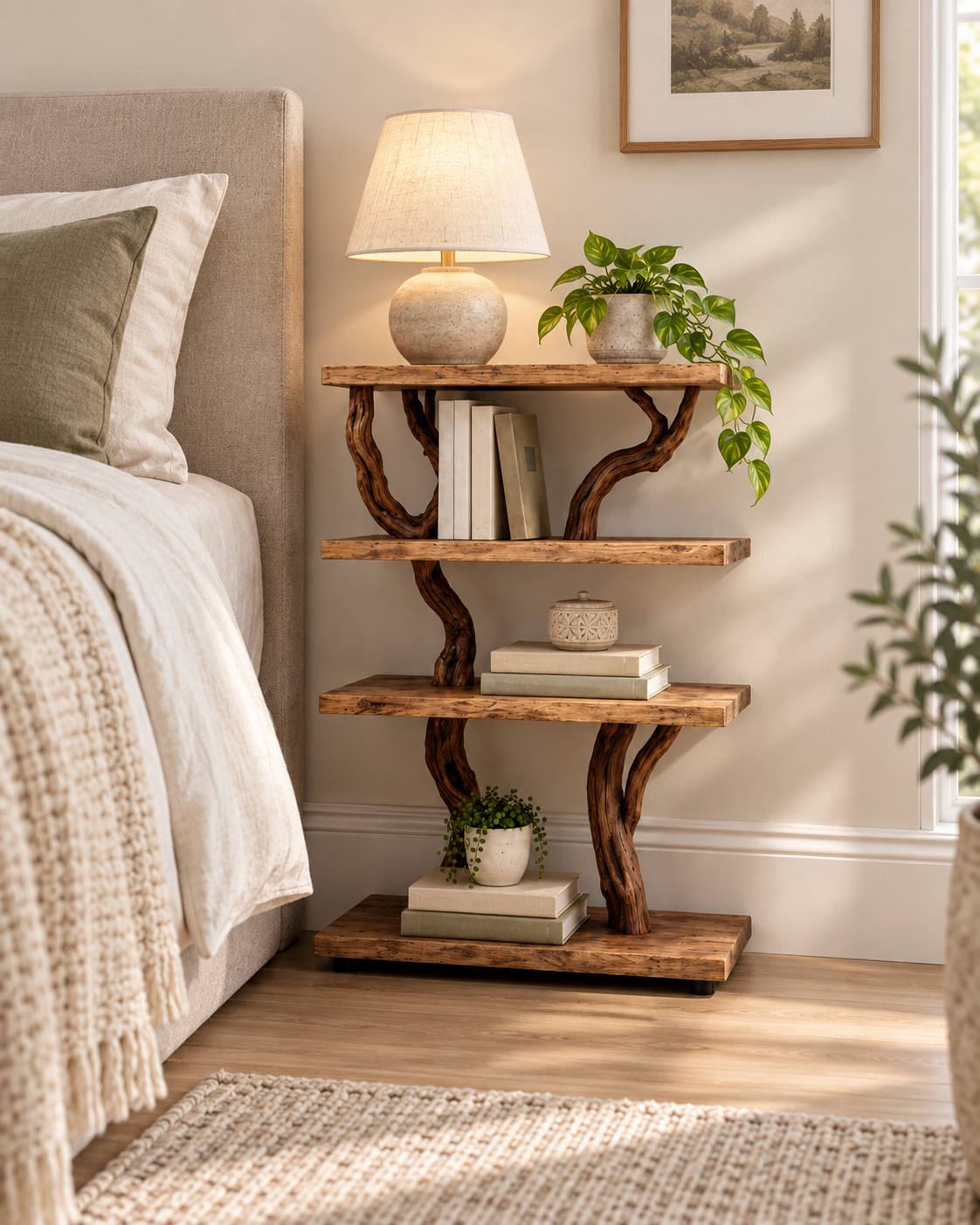 30-Inch Four-Tier Driftwood Nightstand