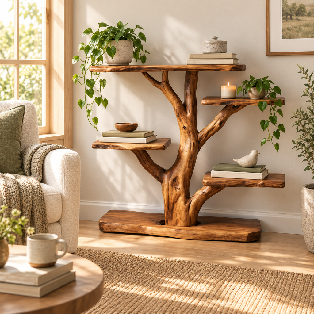 36-Inch Freestanding Driftwood Display Shelf