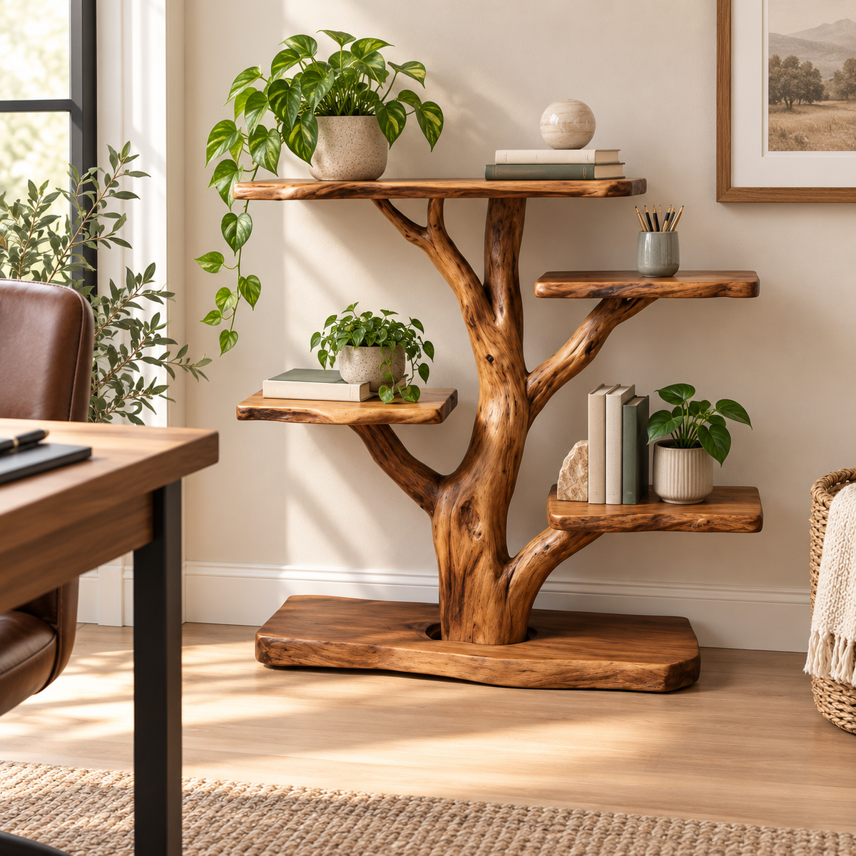 36-Inch Freestanding Driftwood Display Shelf