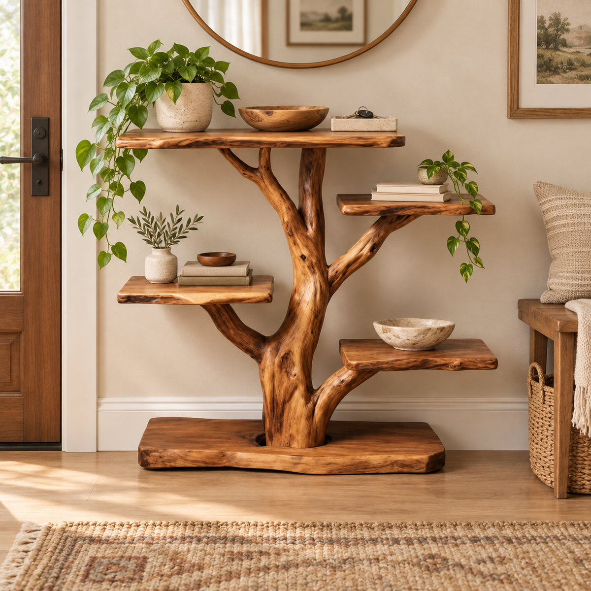 36-Inch Freestanding Driftwood Display Shelf