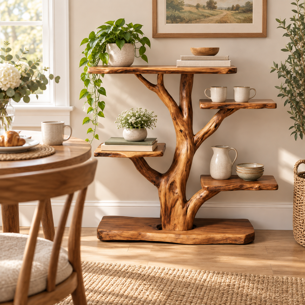 36-Inch Freestanding Driftwood Display Shelf