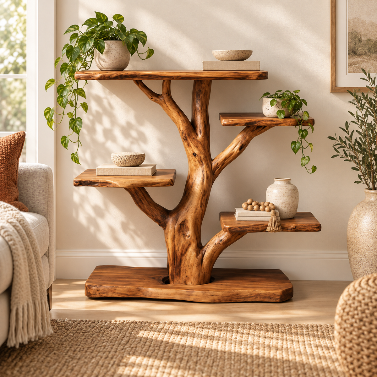 36-Inch Freestanding Driftwood Display Shelf