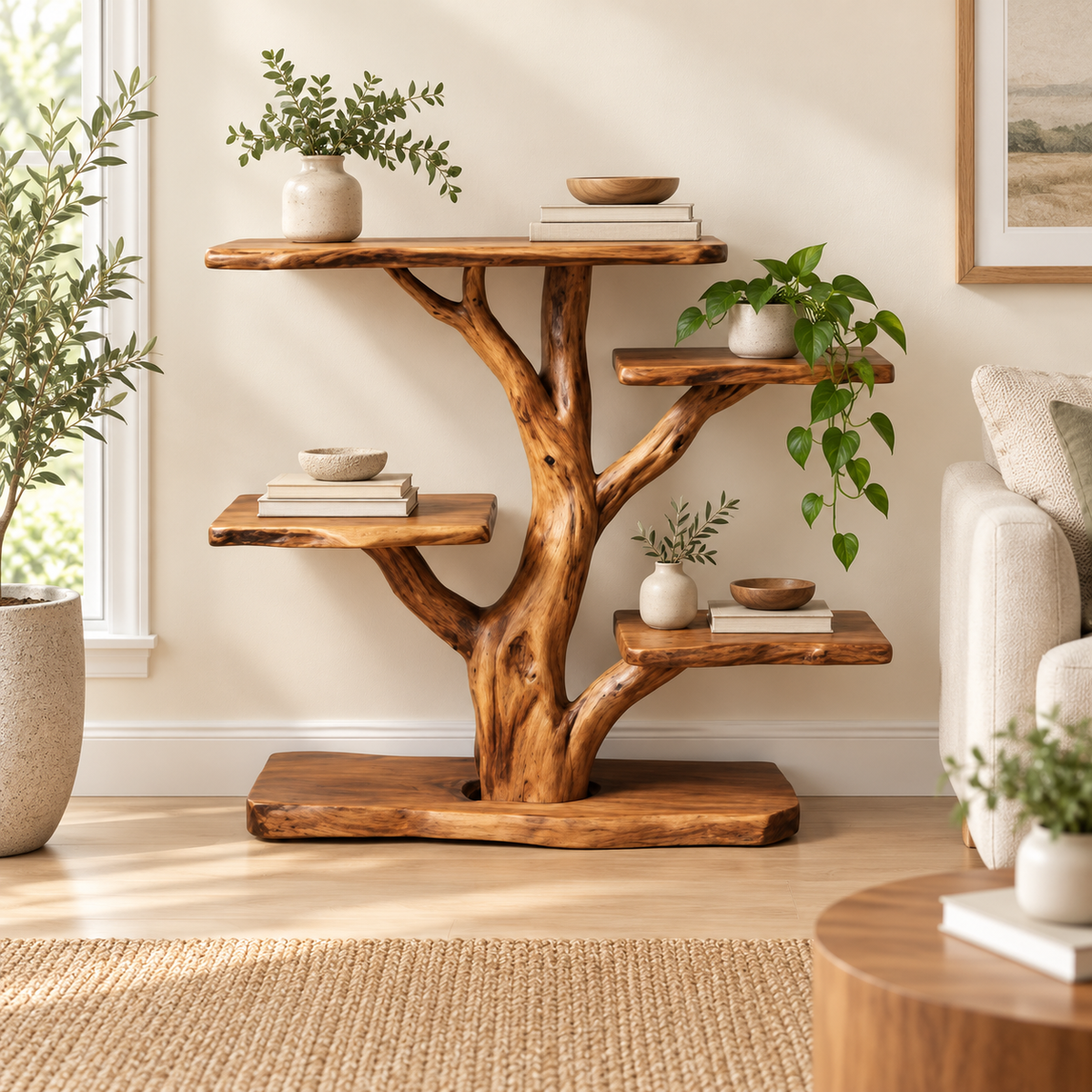36-Inch Freestanding Driftwood Display Shelf