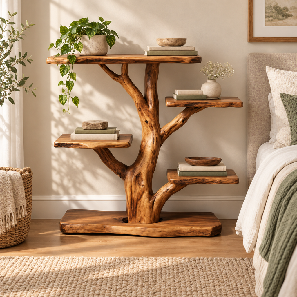 36-Inch Freestanding Driftwood Display Shelf