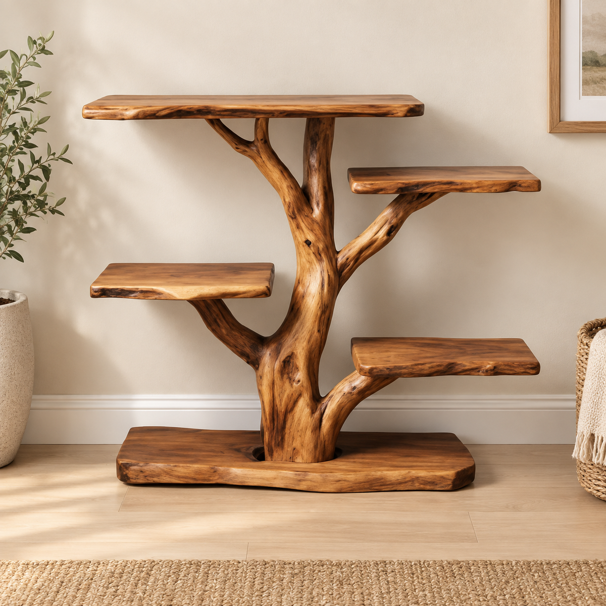 36-Inch Freestanding Driftwood Display Shelf