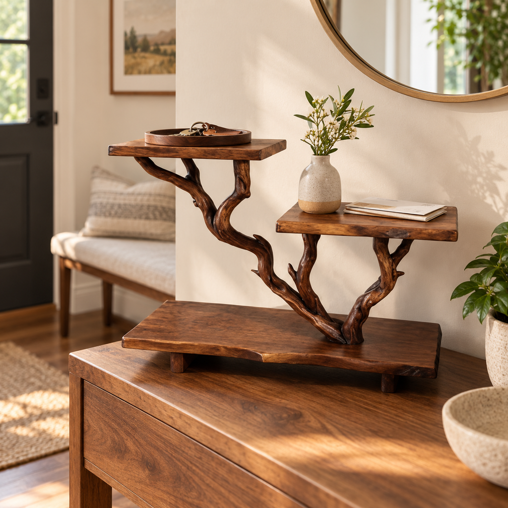 36-Inch Sculptural Driftwood Bedside Shelf