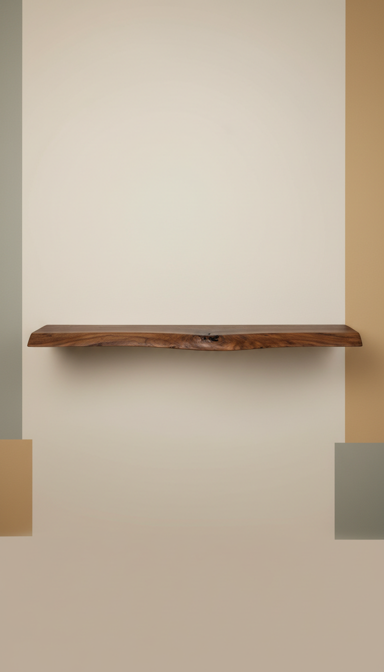 Live-Edge Floating Shelf Oak Grain