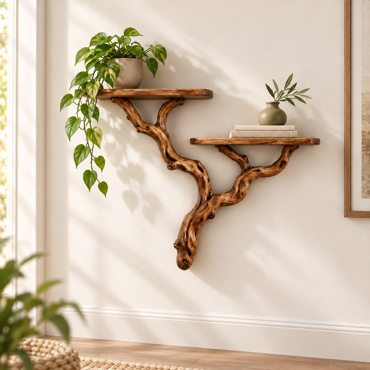 40-Inch Driftwood Tree Wall Shelf