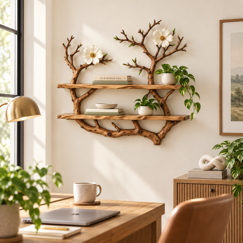 40-Inch Driftwood Tree Wall Shelf