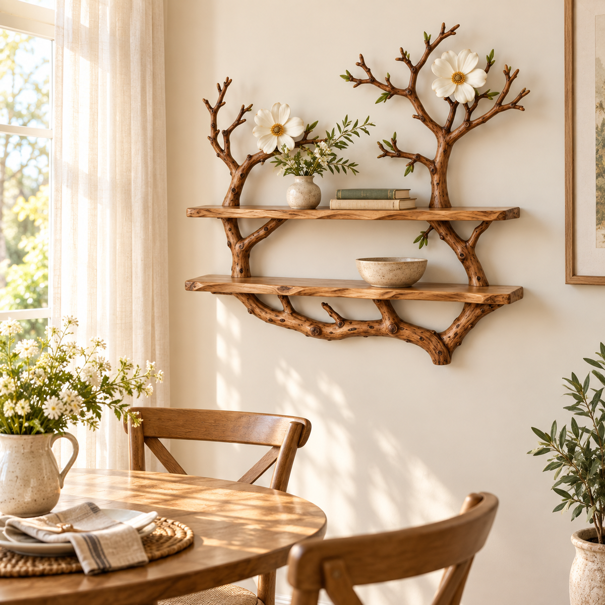 40-Inch Driftwood Tree Wall Shelf