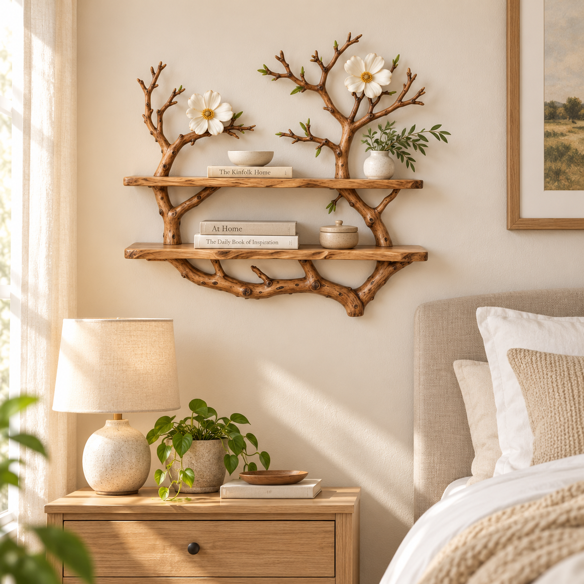 40-Inch Driftwood Tree Wall Shelf