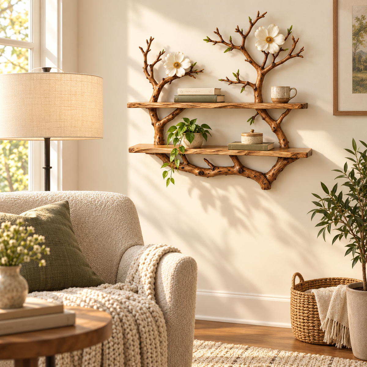 40-Inch Driftwood Tree Wall Shelf