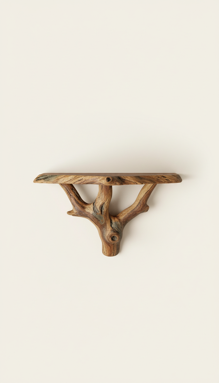 Tree-Branch Wall Shelf in Walnut