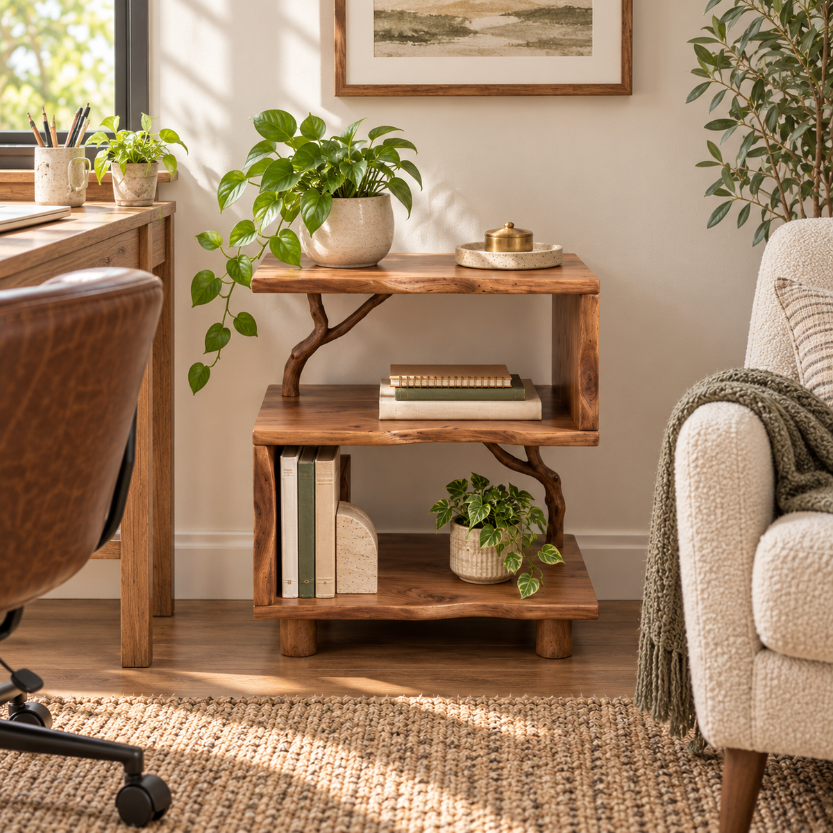 Asymmetrical Driftwood Bedside Table