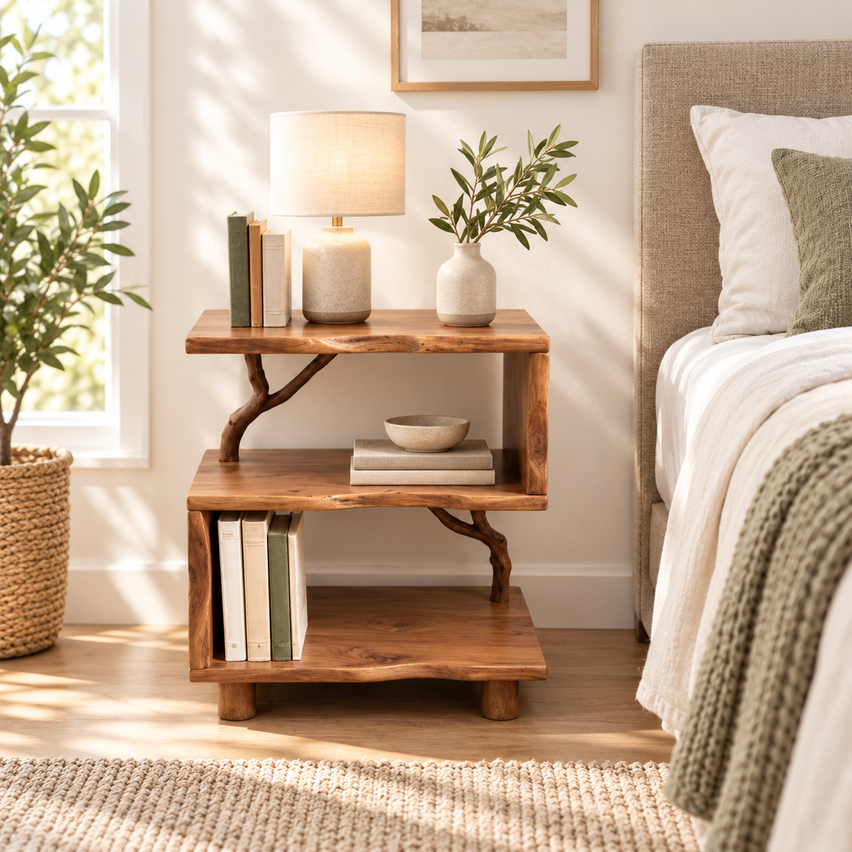 Asymmetrical Driftwood Bedside Table