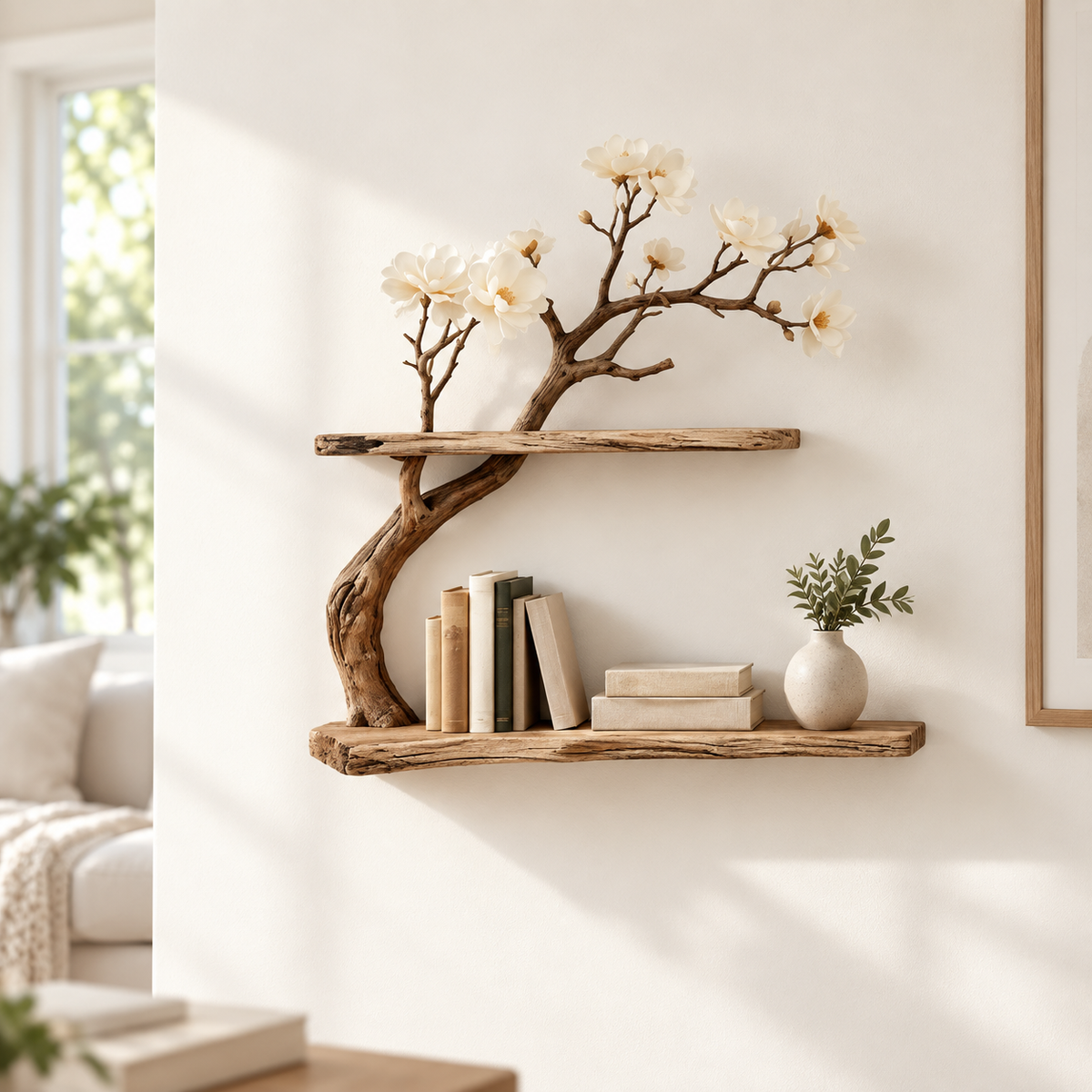 Asymmetrical Driftwood Wall Shelf