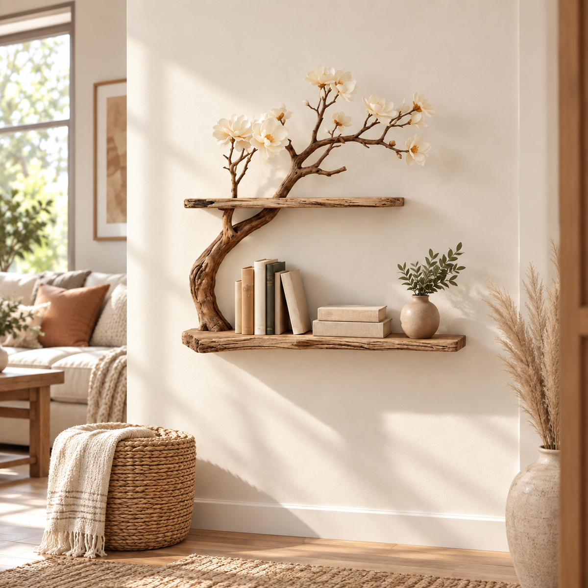 Asymmetrical Driftwood Wall Shelf