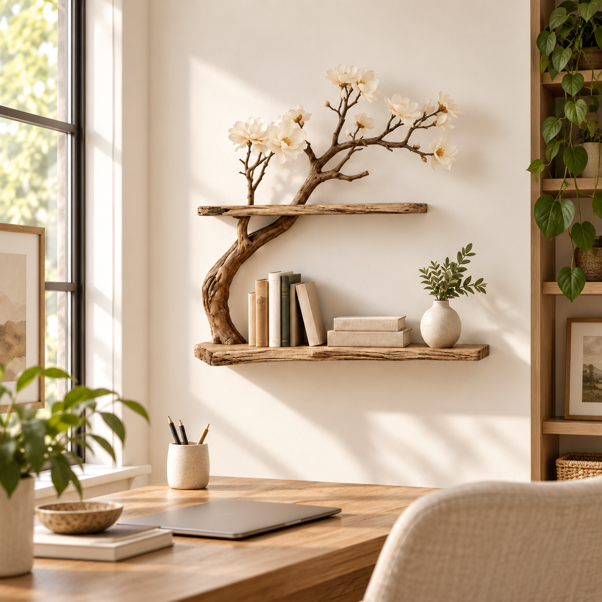 Asymmetrical Driftwood Wall Shelf