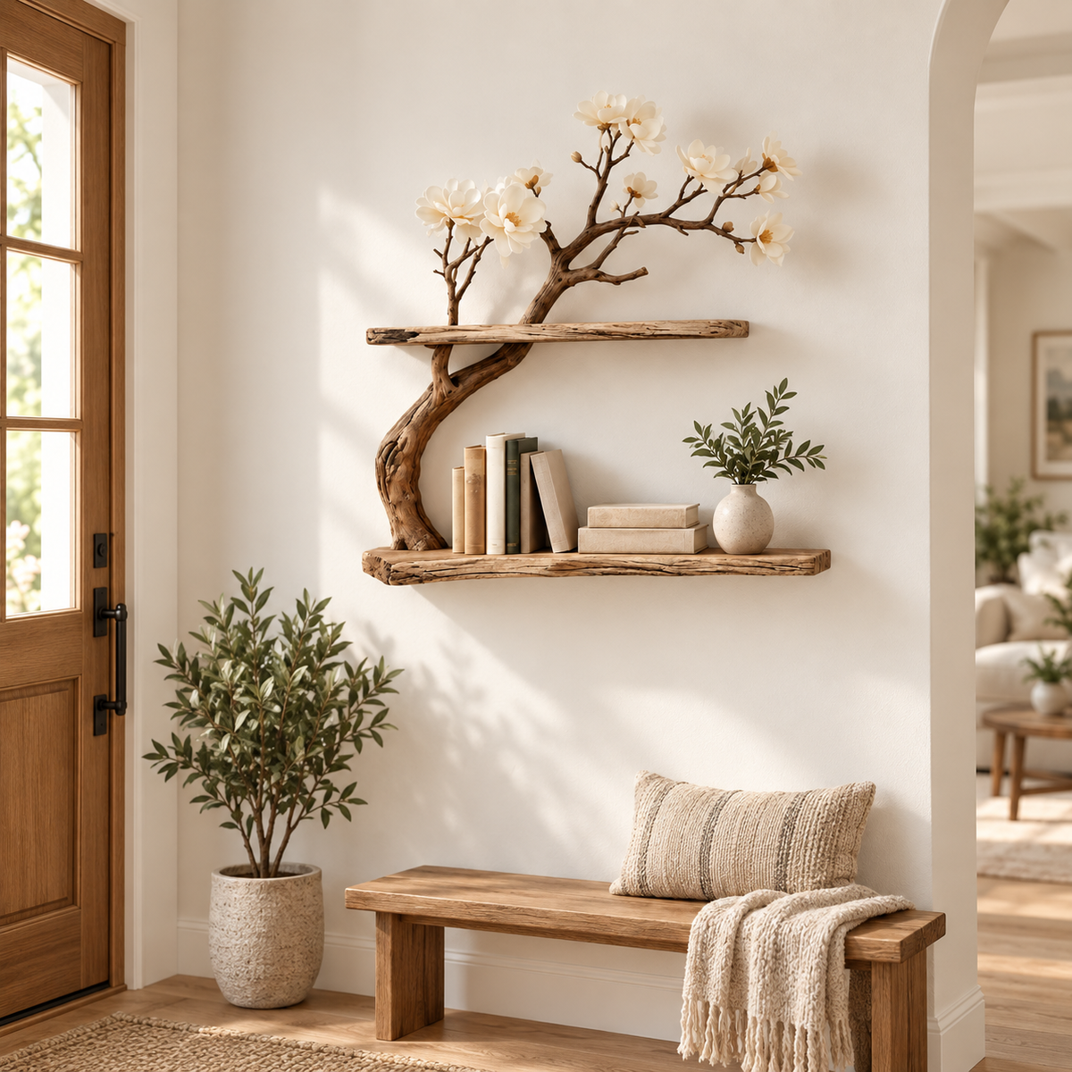 Asymmetrical Driftwood Wall Shelf