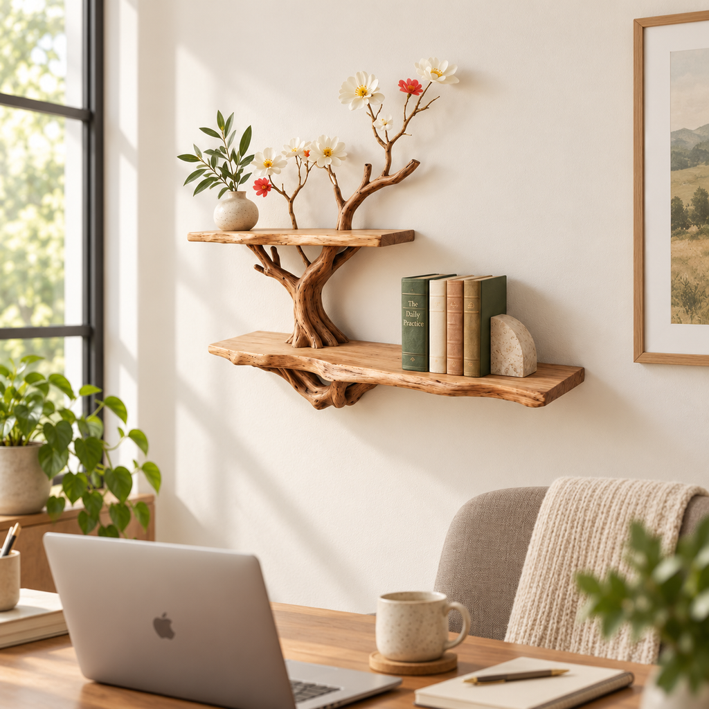 Compact Driftwood Wall Bookshelf