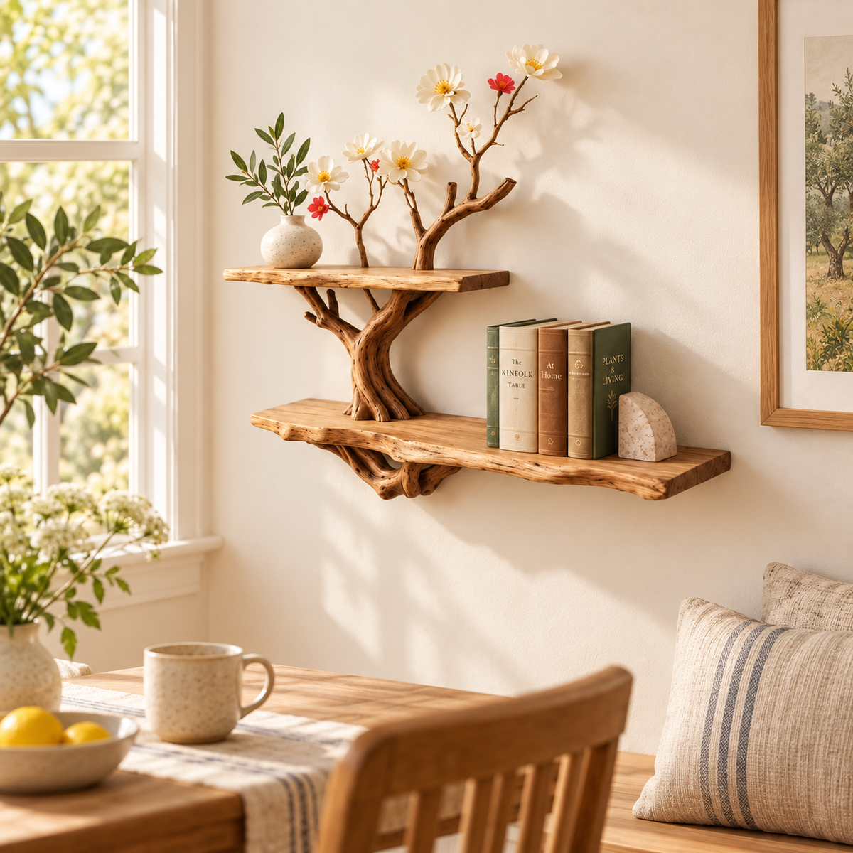 Compact Driftwood Wall Bookshelf