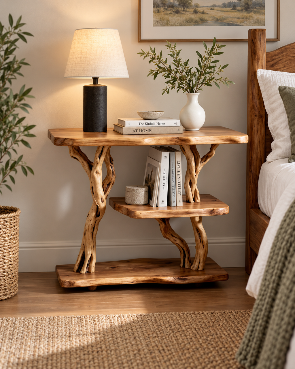 Driftwood Branch Nightstand and Plant Stand