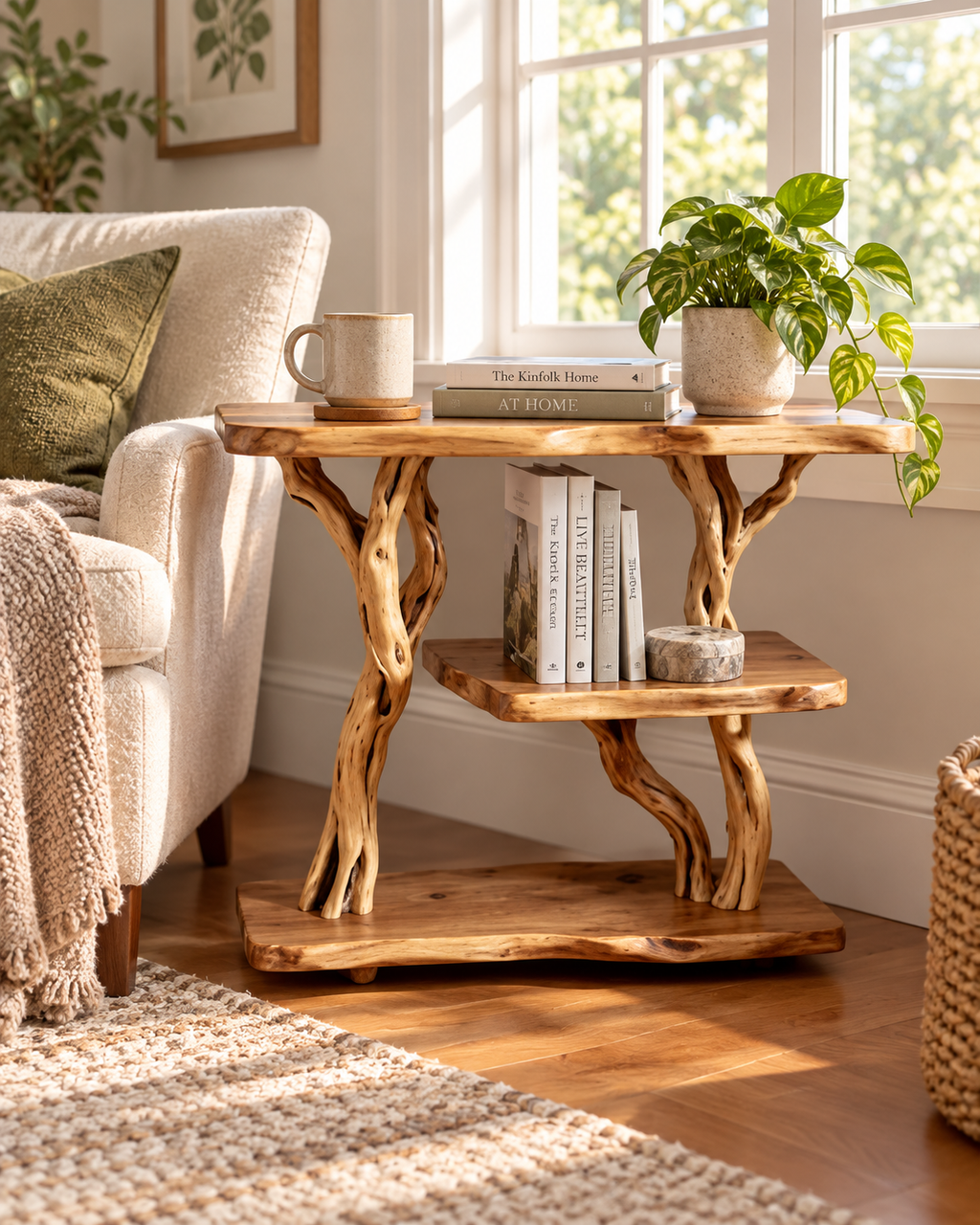 Driftwood Branch Nightstand and Plant Stand