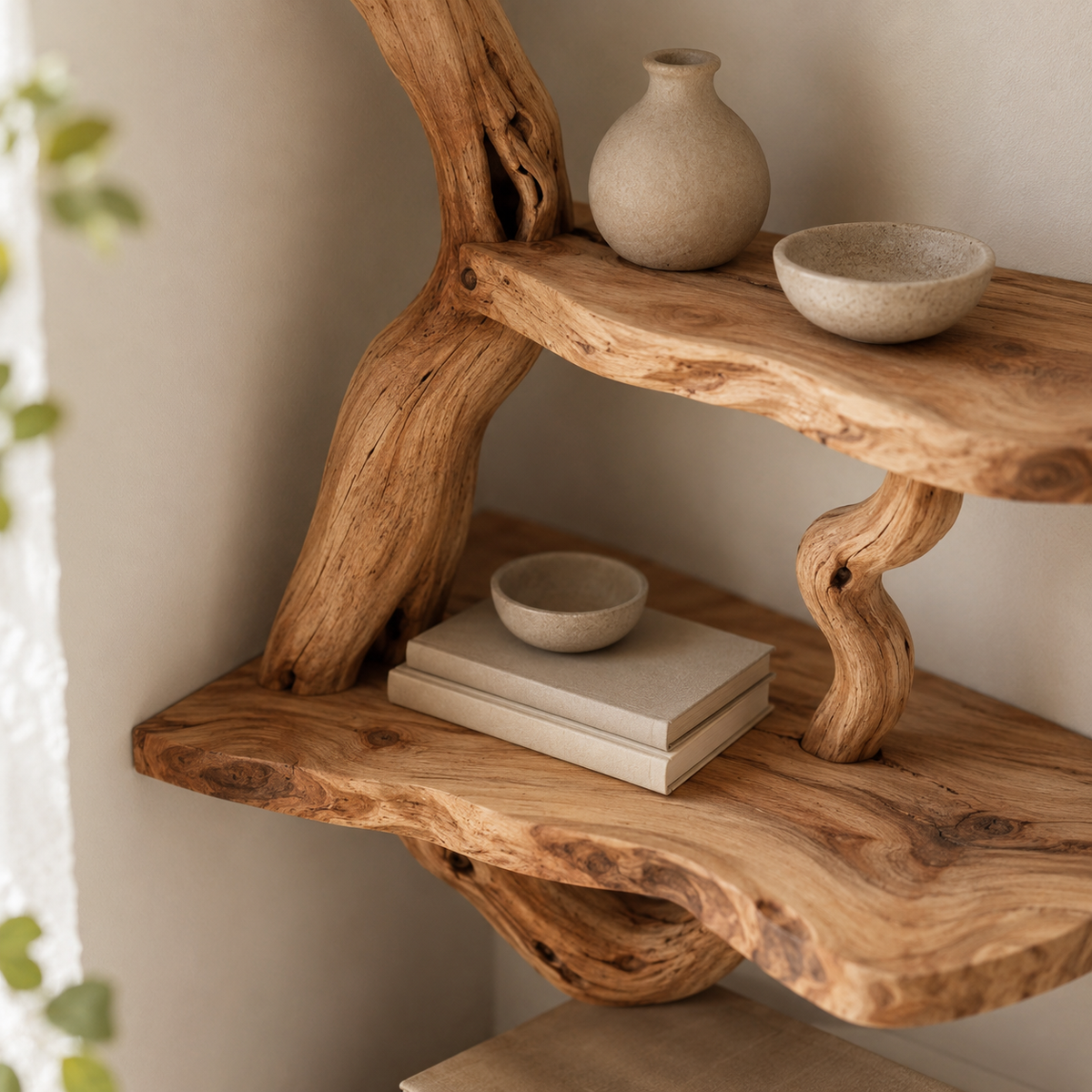 Driftwood Branch Wall Shelf – Natural Wood Floating Shelves
