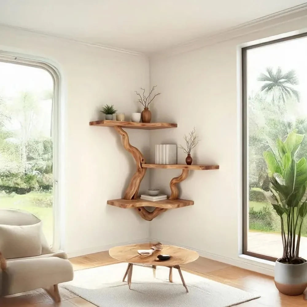 Driftwood Branch Wall Shelf – Natural Wood Floating Shelves