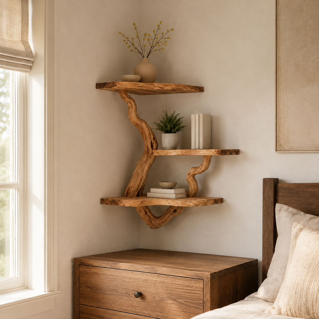 Driftwood Branch Wall Shelf – Natural Wood Floating Shelves