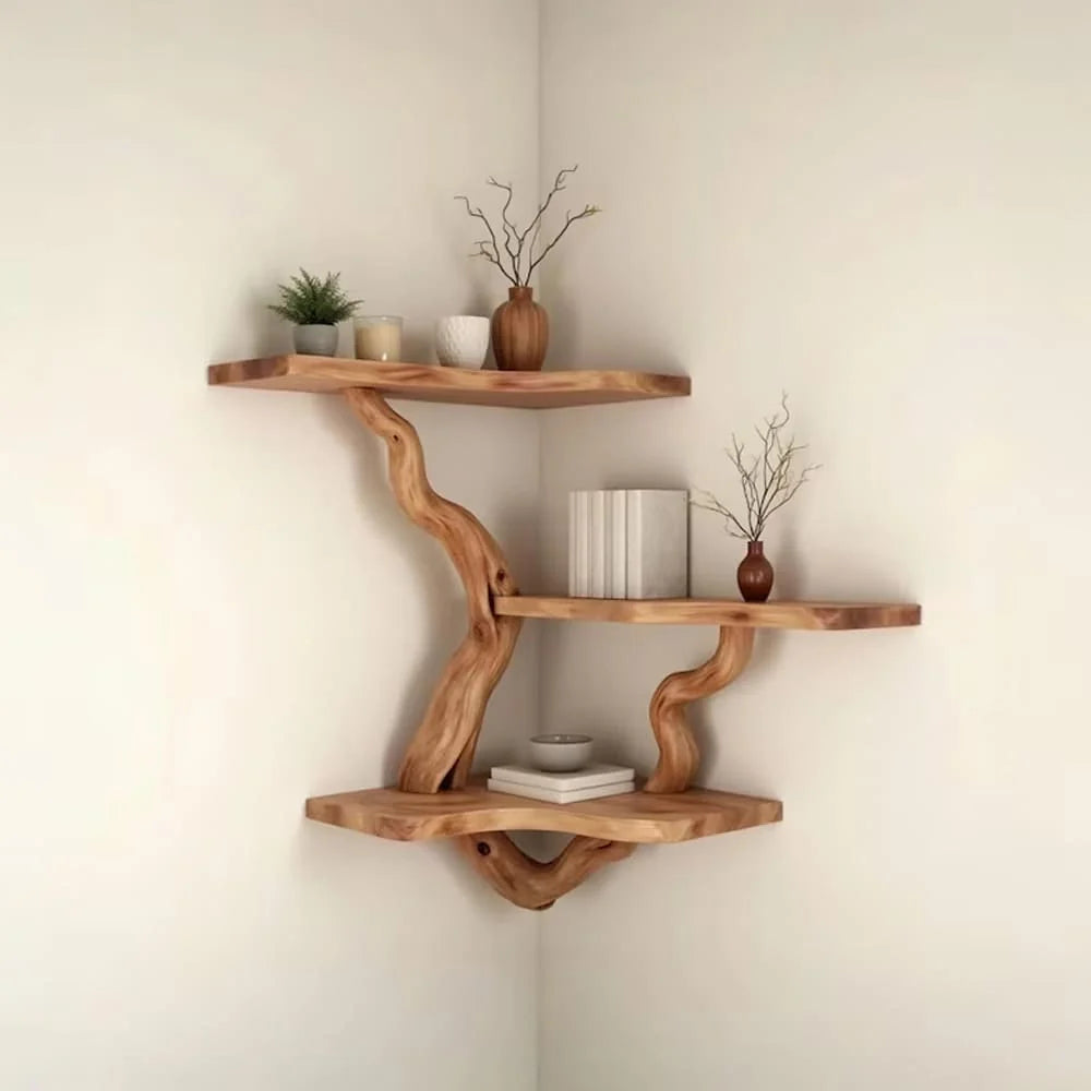 Driftwood Branch Wall Shelf – Natural Wood Floating Shelves