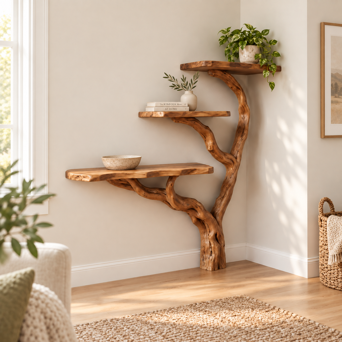 Driftwood Tree Console Display Shelf