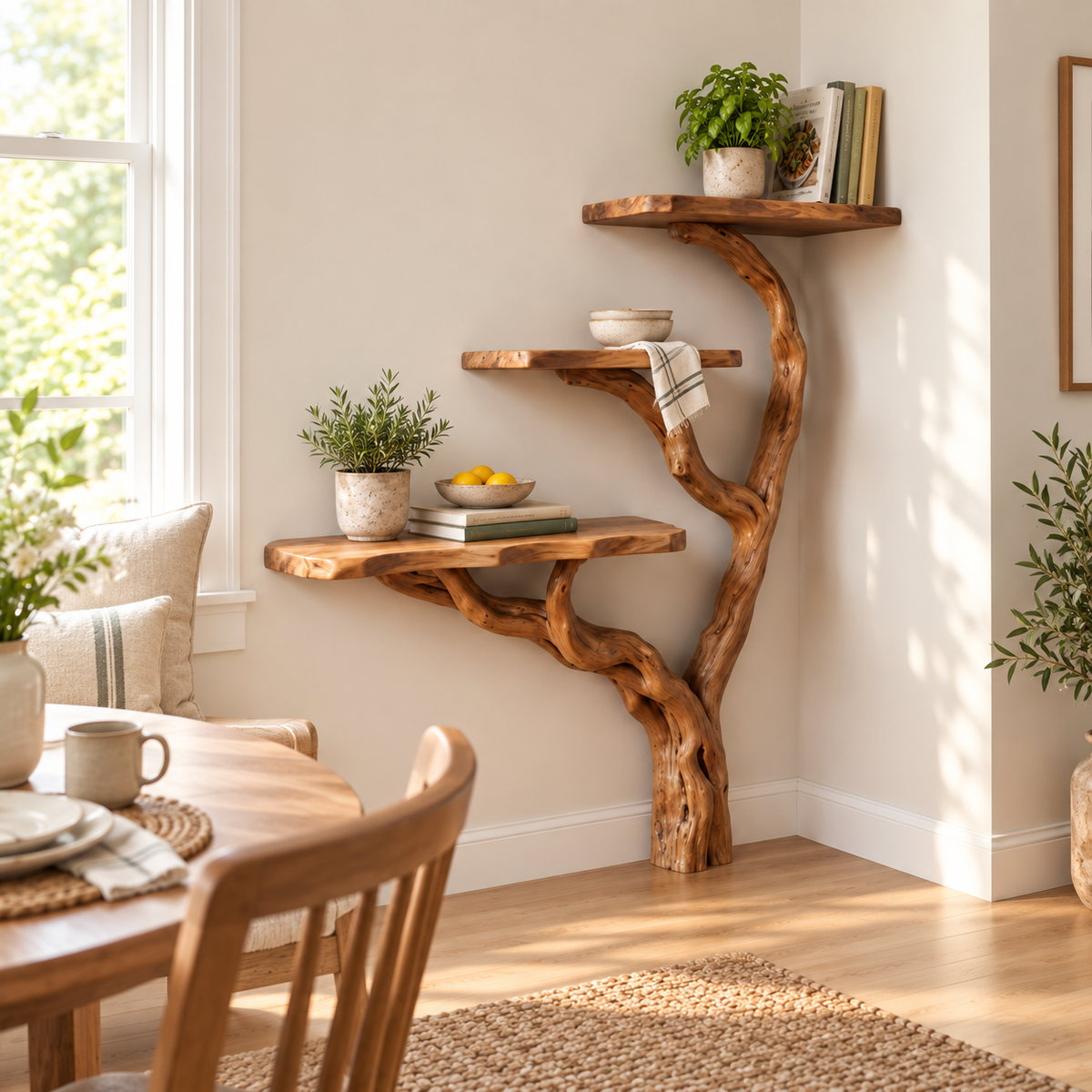 Driftwood Tree Console Display Shelf