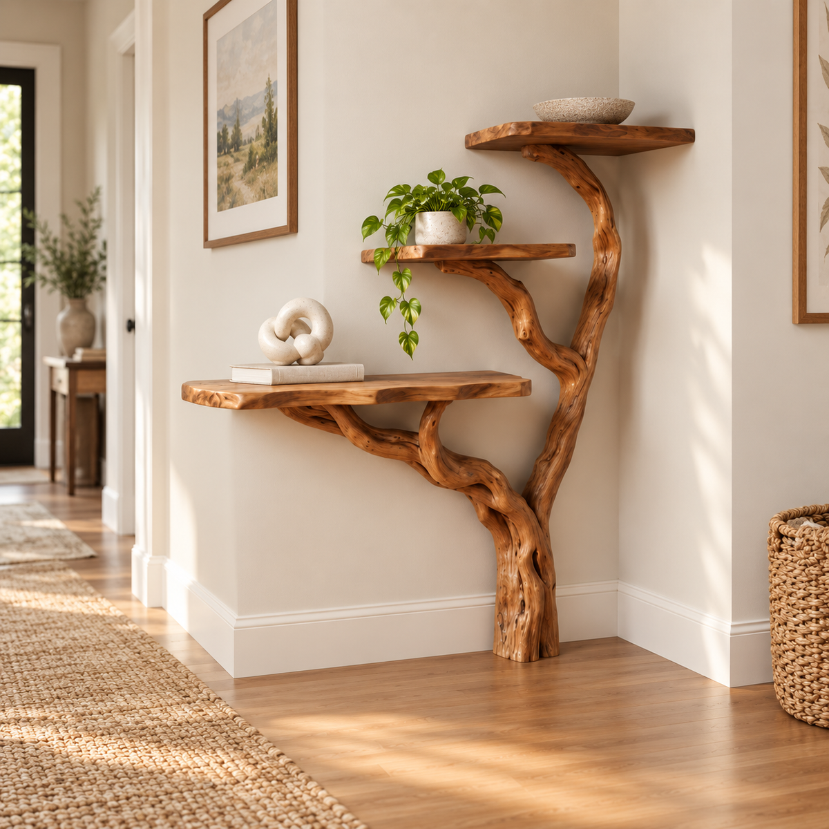 Driftwood Tree Console Display Shelf