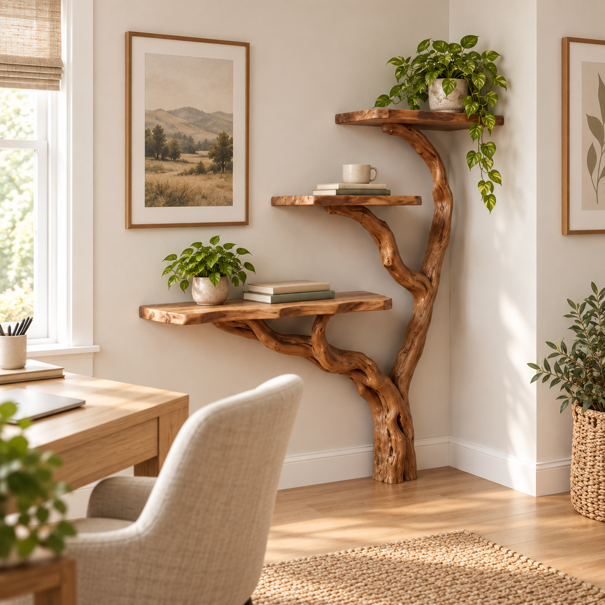 Driftwood Tree Console Display Shelf