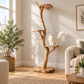 Floor-to-Ceiling Natural Wood Cat Tree Tower with Sisal
