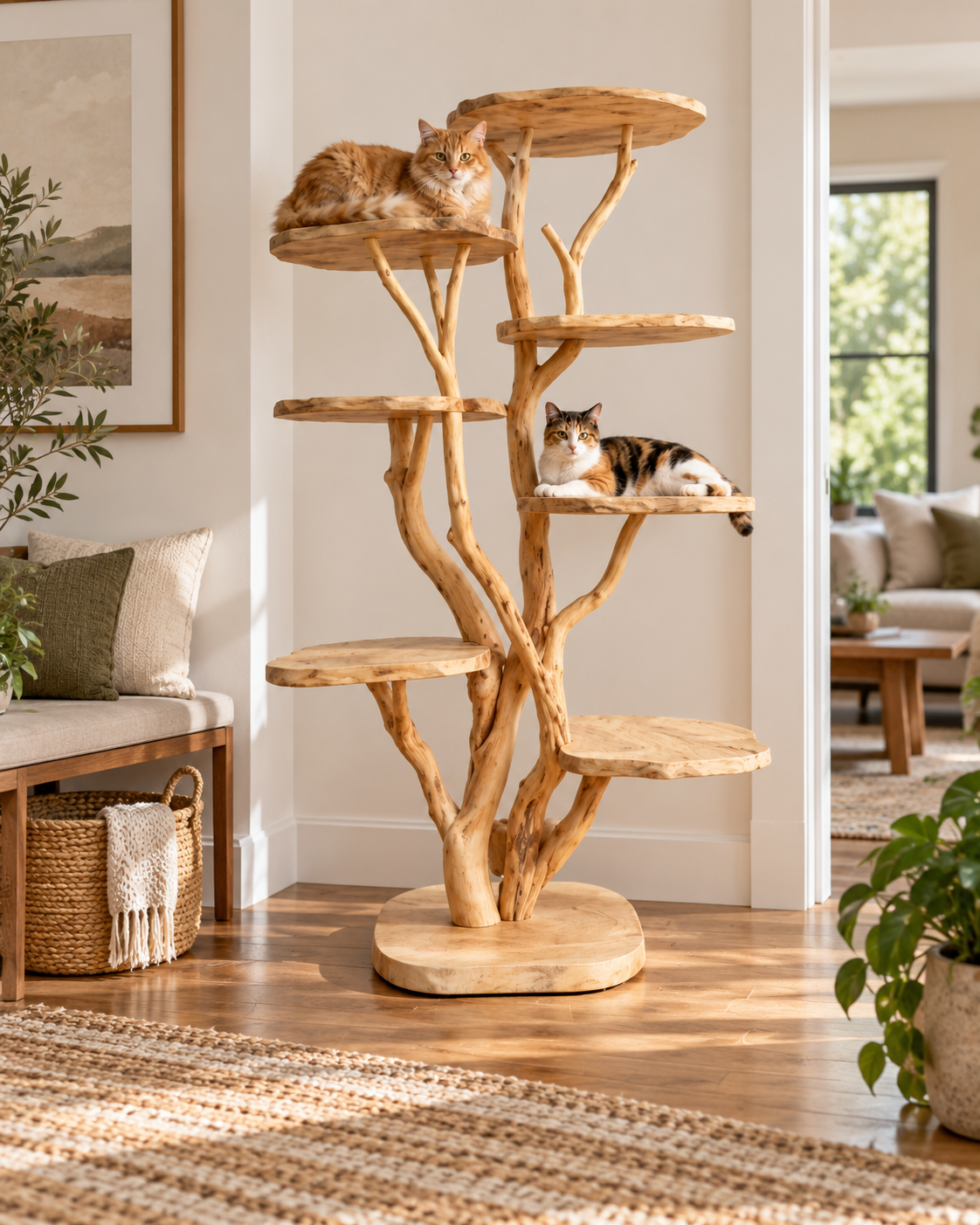 Large Freestanding Natural Branch Cat Tree Tower
